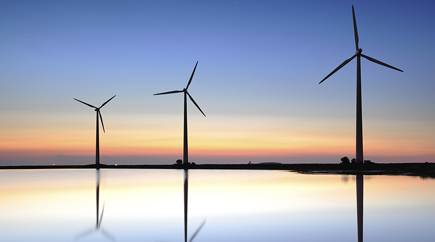 Wind Turbine Reflecting in Water