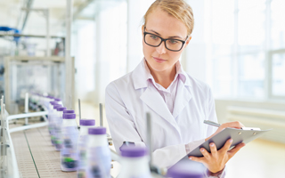 Woman examining samples